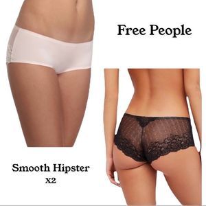Free People Smooth Hipster Panties Set Rose Black